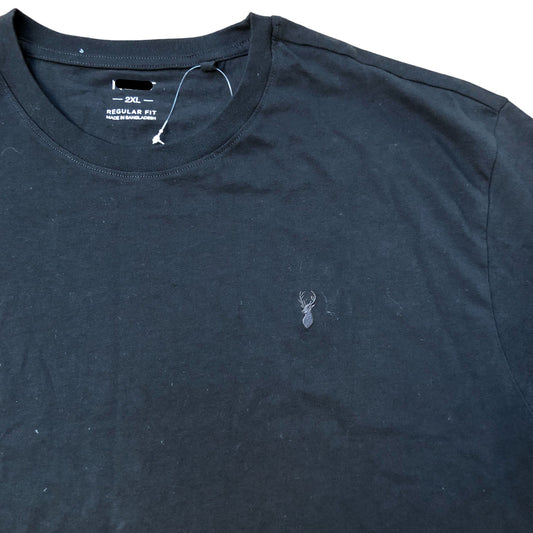 Men's Classic T-Shirt Regular Fit Black Cotton Short Sleeve 2XL