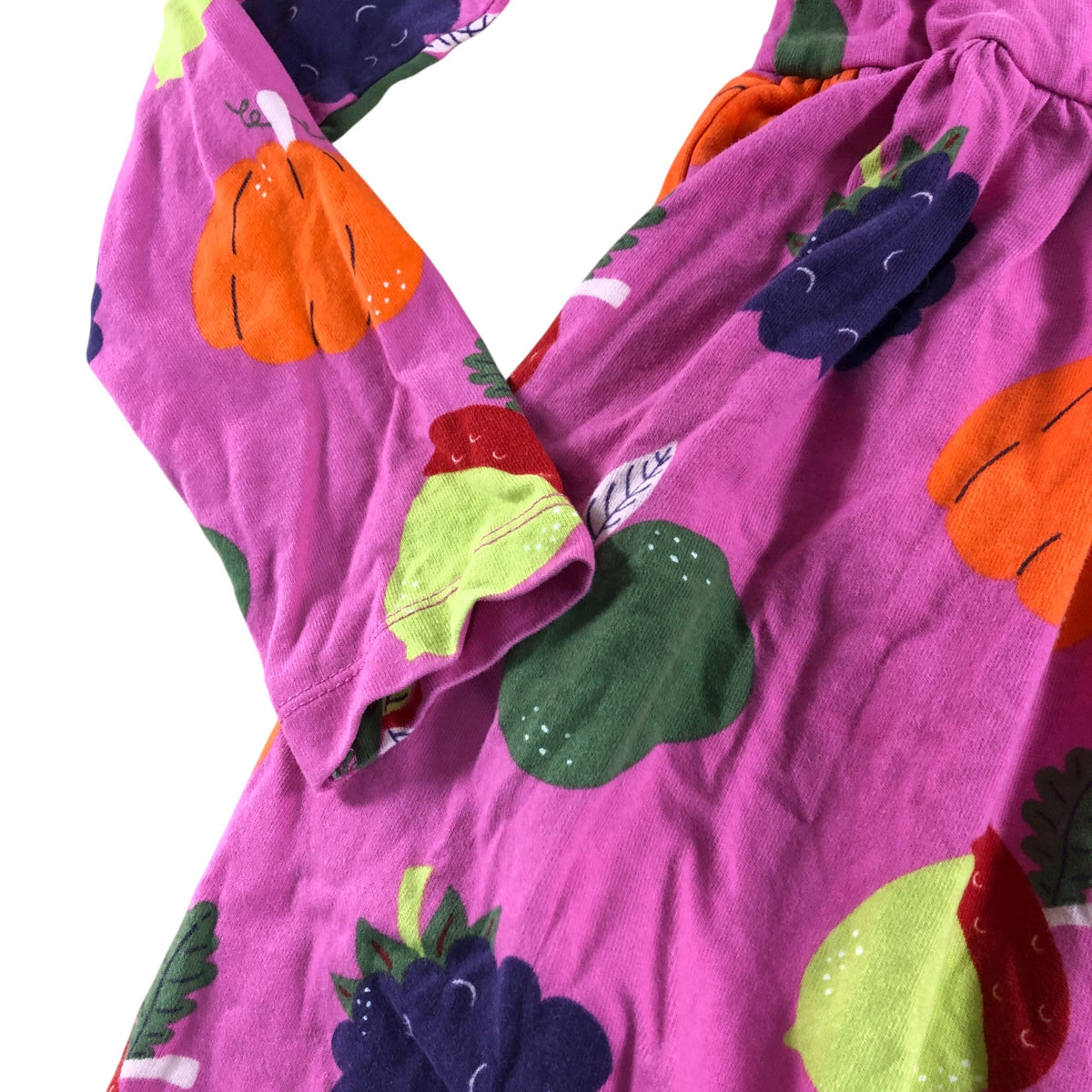 Girls Dress 10-11Y Pink Long Sleeve Fruit Pattern Cotton