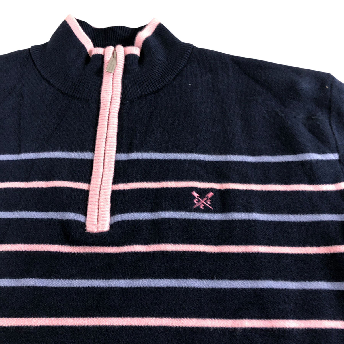 Crew Clothing Company Zip Neck Sweater UK10 Women's Striped Knit Top