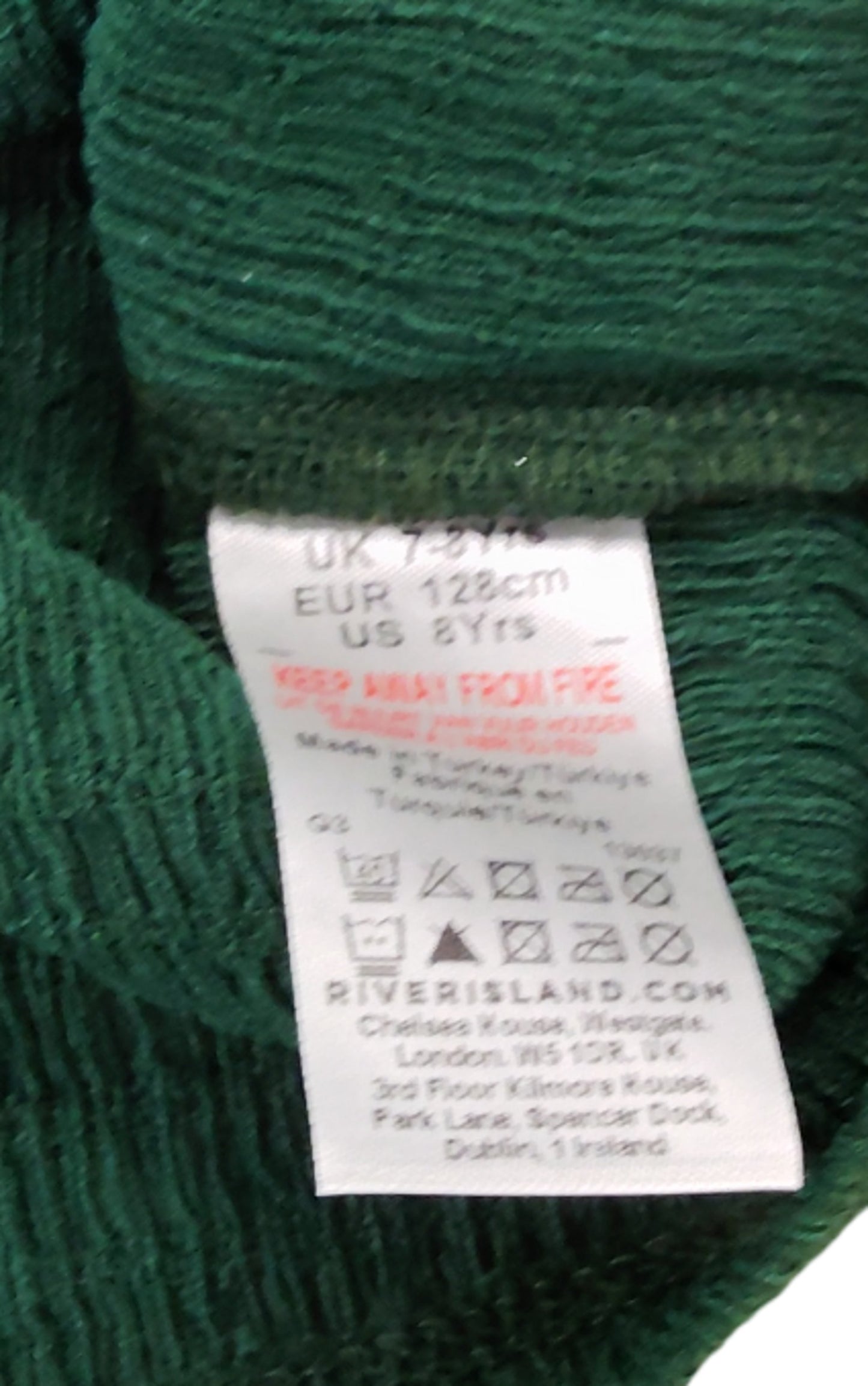 River Island Womens Green Graphic T-Shirt UK 7-8 Years Positive Energy Self Care