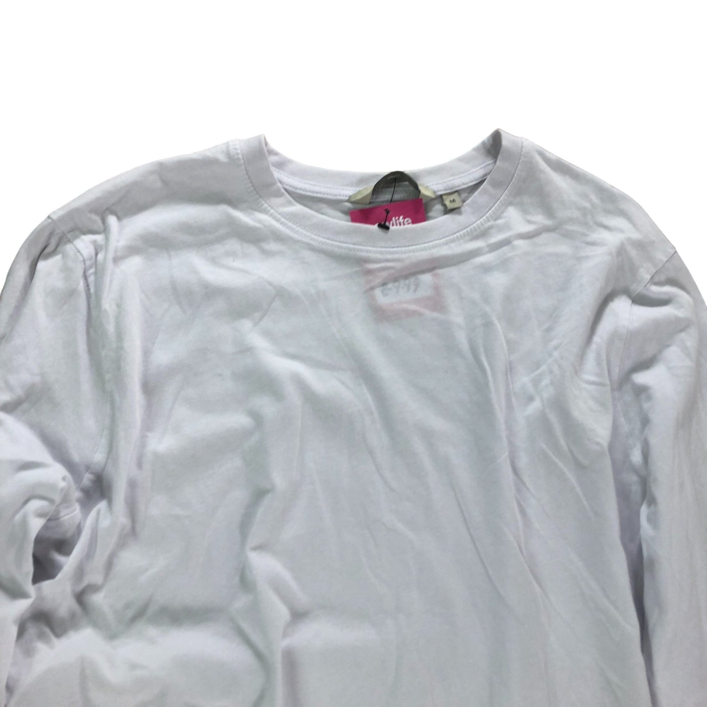 Long Sleeve T-Shirt White 100 Percent Cotton Basic Top Medium