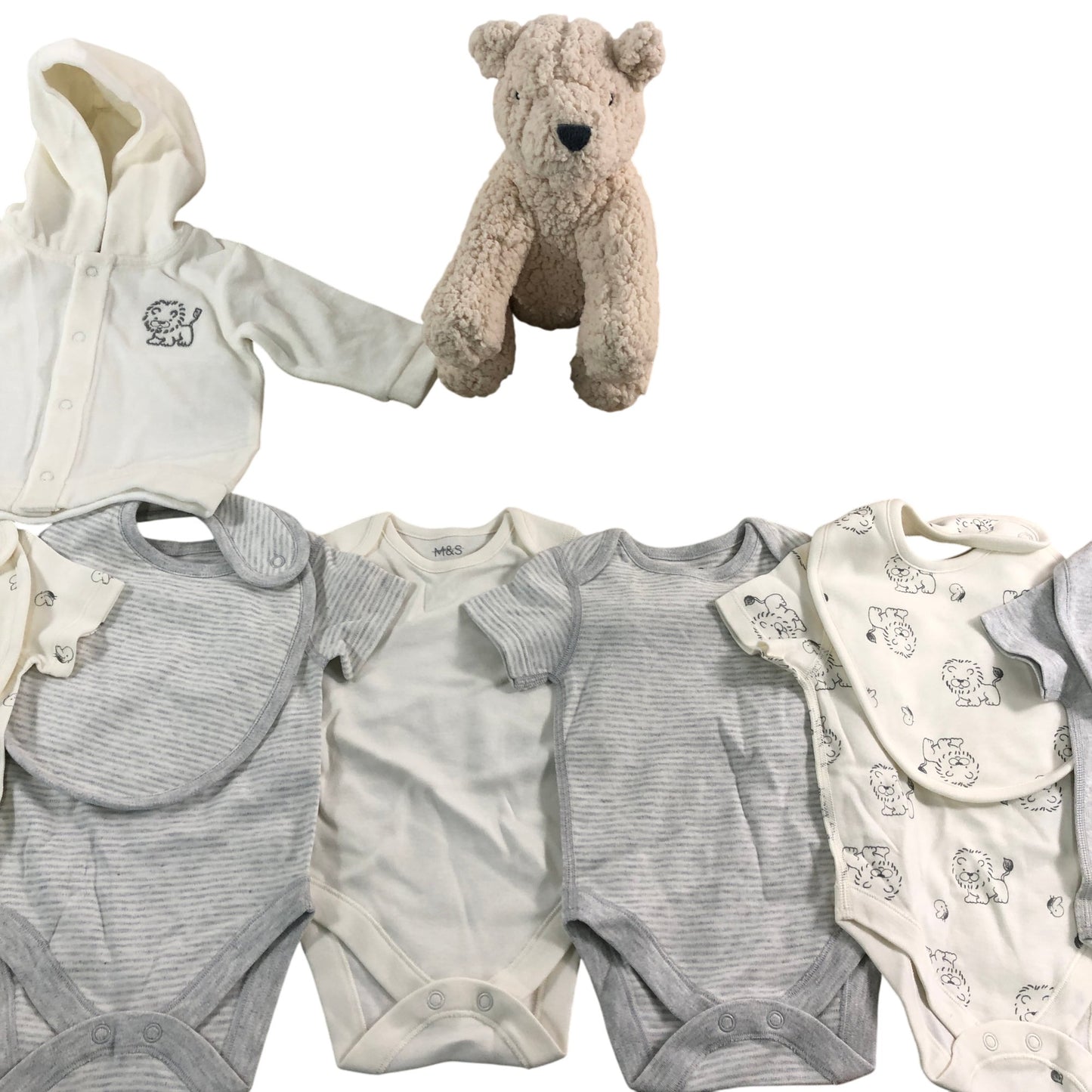 Baby Gift Set Teddy Bear Outfit Bag Cute Grey Baby Clothes Bundle 0-3 Months