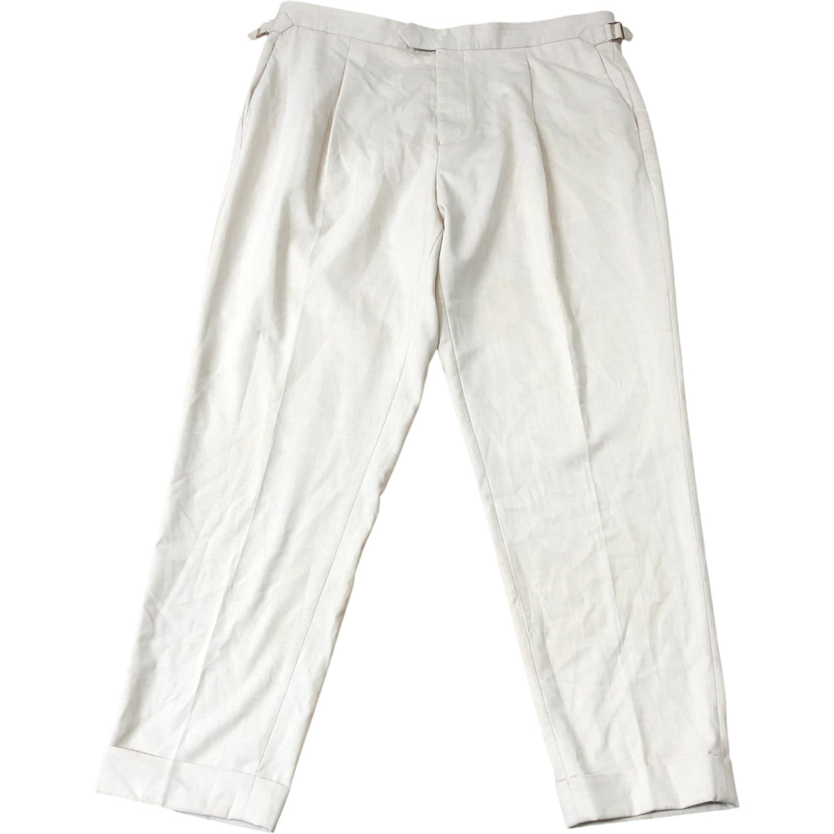 Men's Beige Tailored Fit Formal Style Trousers with Cuffs 36"