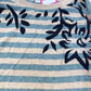 Striped Floral Sweater 12 Women's Organic Cotton Blend Jumper