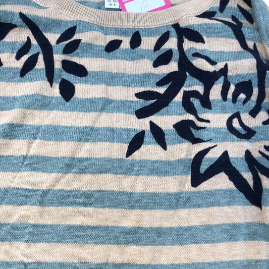 Striped Floral Sweater 12 Women's Organic Cotton Blend Jumper