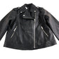 Black Biker Jacket UK12 Women's Faux Leather Zip