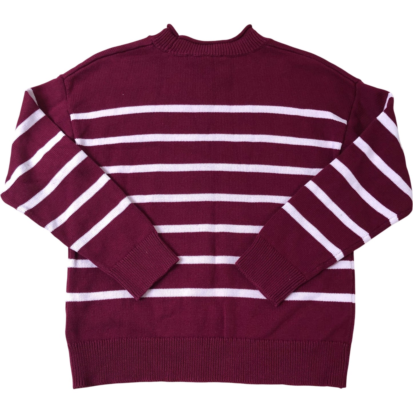 Crew Clothing Company Striped Sweater Size 14 Women's Burgundy Cotton Knit