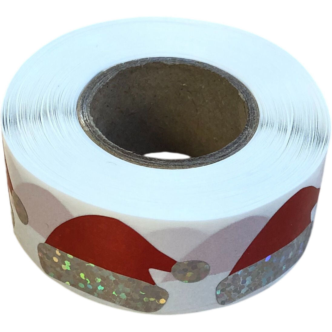 Glitter Christmas Hat Stickers Roll Self Adhesive Craft 500 Pieces