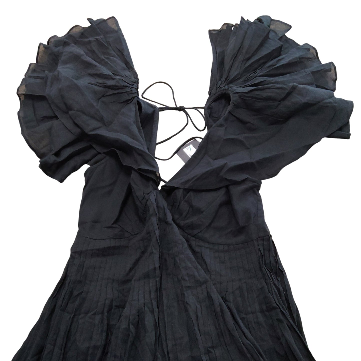 River Island UK12 Women's Black Puff Sleeve Midi Dress Casual Summer Style