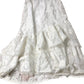 White Floral Embroidered Midi Dress Women's Puff Sleeve UK14