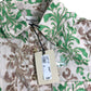 River Island Floral Print Shirt UK10 Women's Green Brown Cotton Long Sleeve