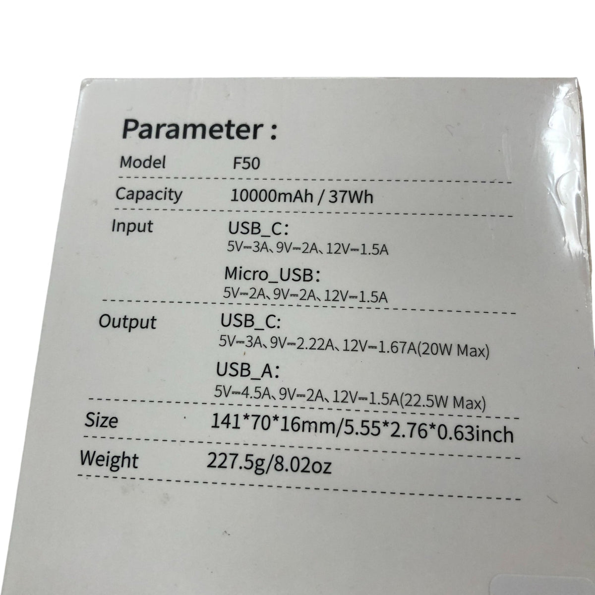 Ntaanoo F50 Power Bank 10000mAh Fast Charging USB-C Black Silver New