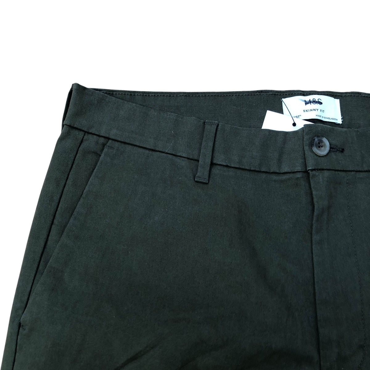 Skinny Fit Chinos Olive Green Cotton Blend Chino Trousers 34"x31"