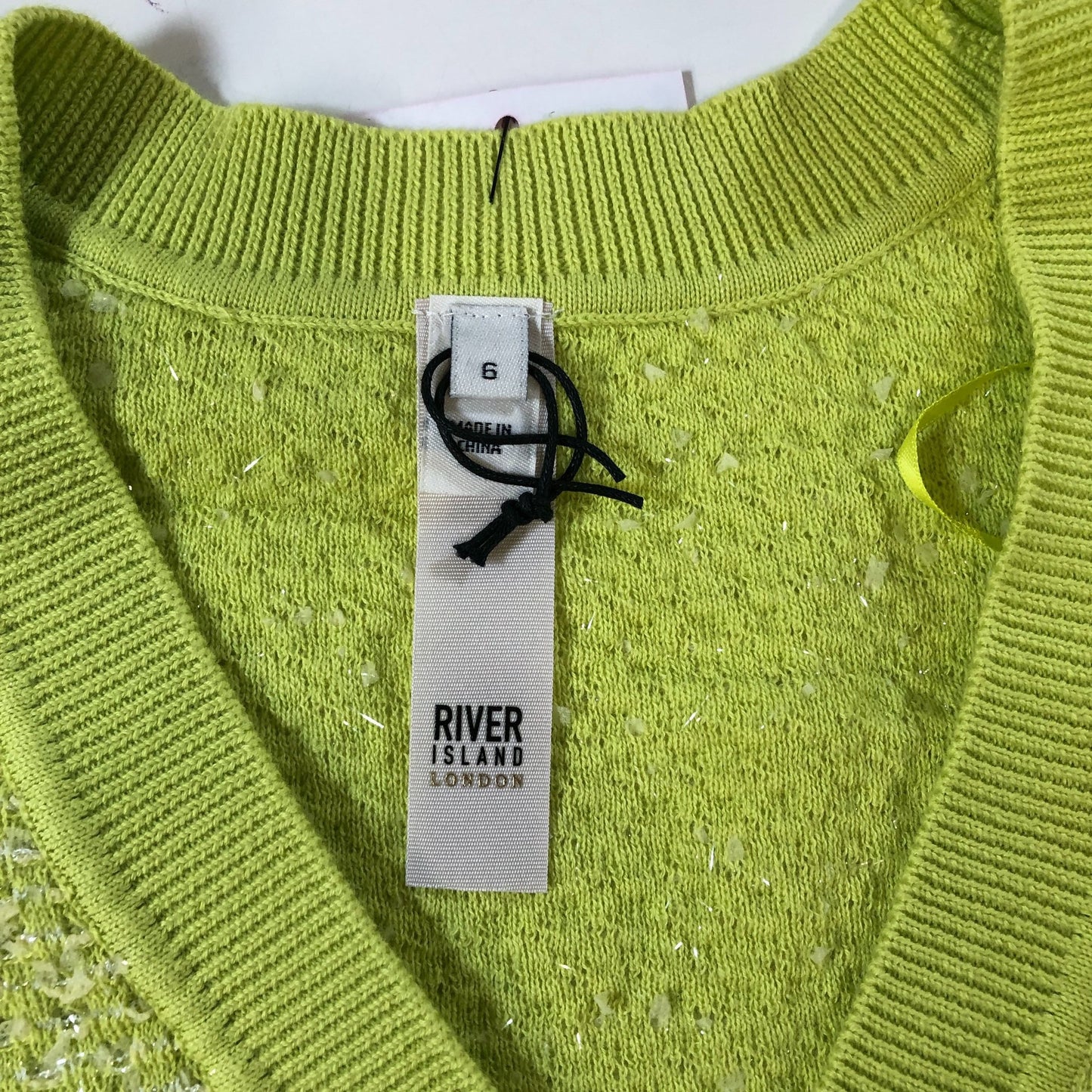 River Island Women's Cardigan Size 6 Lemon Yellow Short Sleeve Knitted Top