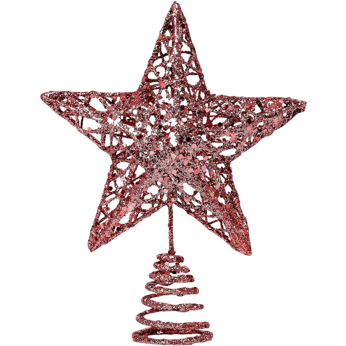 Christmas Tree Topper Ornament Star Champagne Glitter 8"