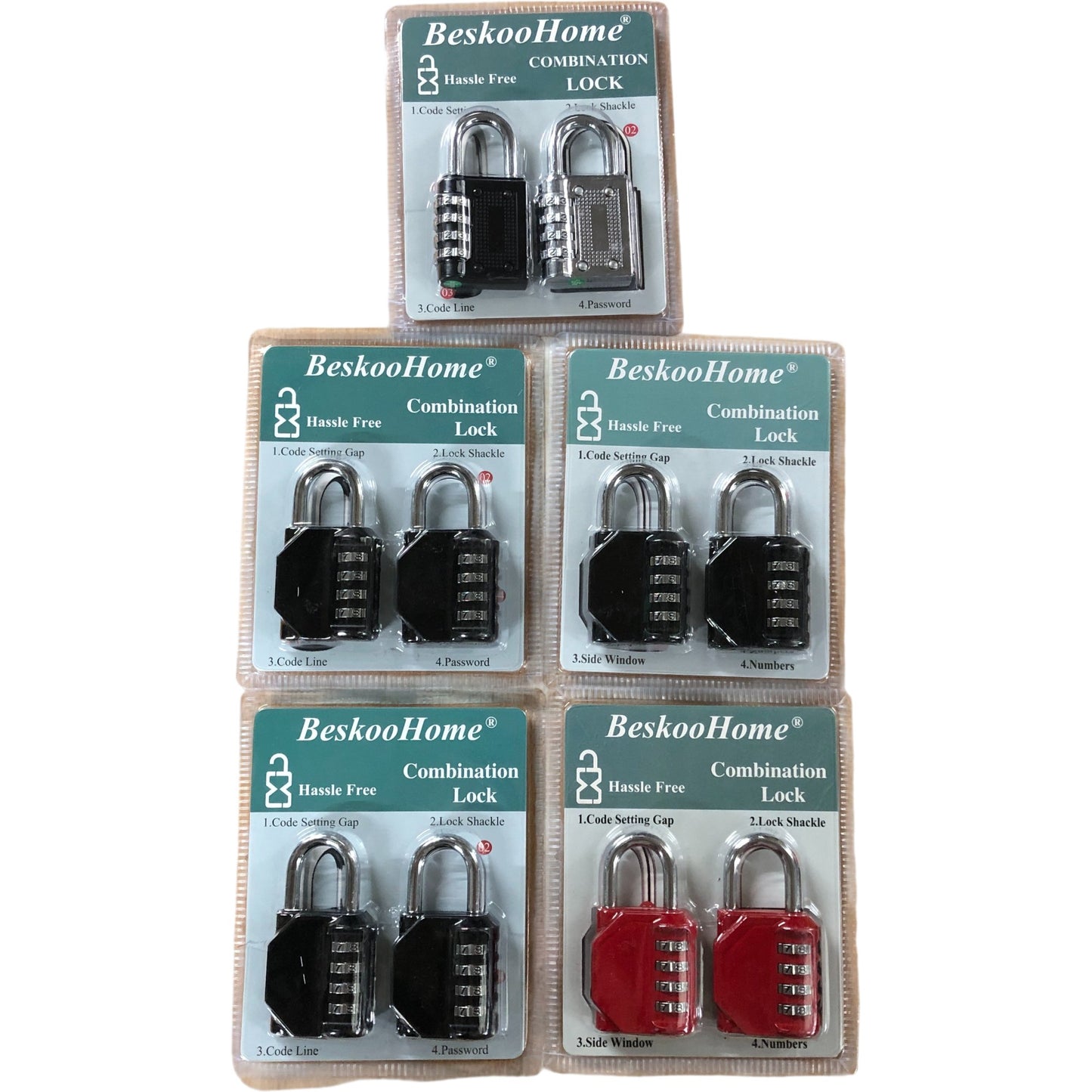 BeskooHome Combination Locks Set of 10 Hassle Free Code Setting Gap Shackle