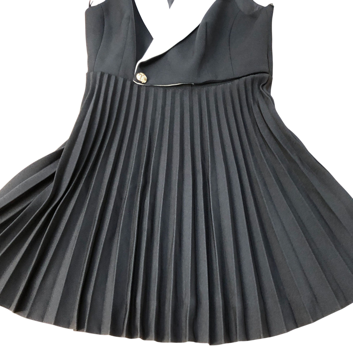 River Island Pleated Dress UK12 Women's Black White Collar Elegant Sleeveless