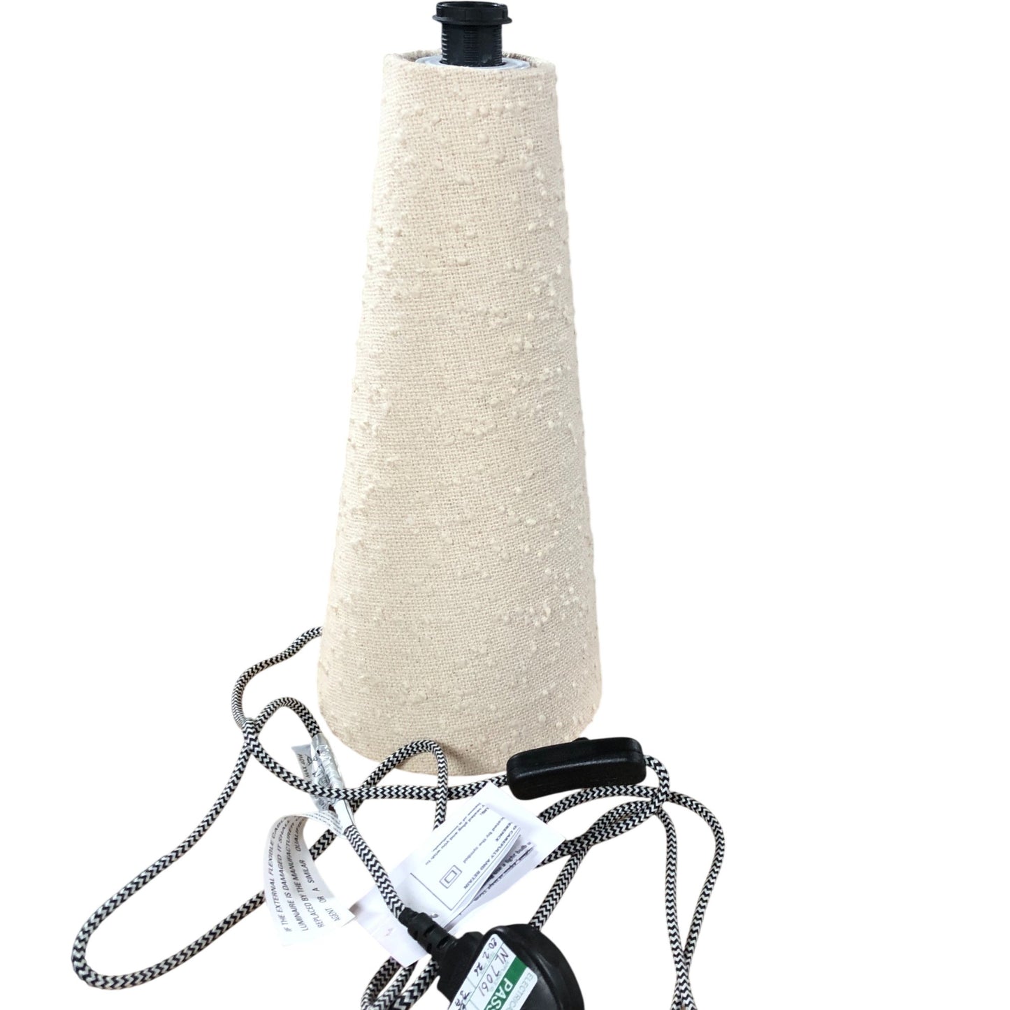 Modern Table Lamp White Fabric Cone Shade E14 Max 40W Stylish Lighting 13" Tall
