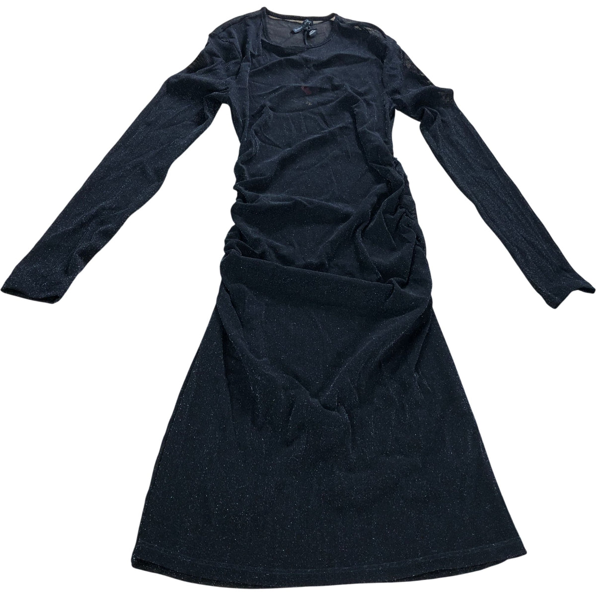 River Island Long Sleeve Dress UK10 Women's Black Sparkly Ruched