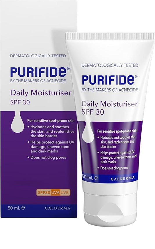 PURIFIDE Daily Moisturiser SPF30 50ml for Sensitive Skin Hydrating Cream