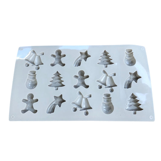Christmas Silicone Mould Set 12 Cavity Seasonal Decorations Baking Tool