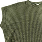 River Island Green Ribbed Knit Top UK L Women's Casual Short Sleeve