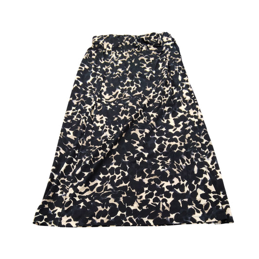 River Island Women's Black And Cream Animal Print Maxi Skirt Size UK16 Stretchy