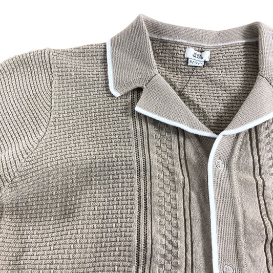 River Island Short Sleeve Shirt 11-12 Years Boys Beige Knitted Cotton Top