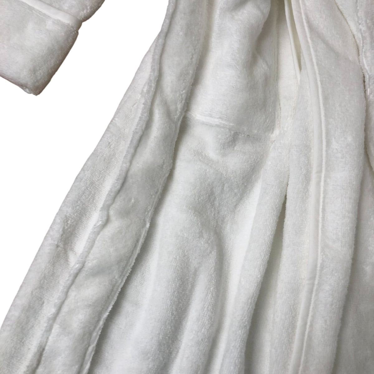 White Soft Cotton Hooded Long Sleeve Night Robe Size S