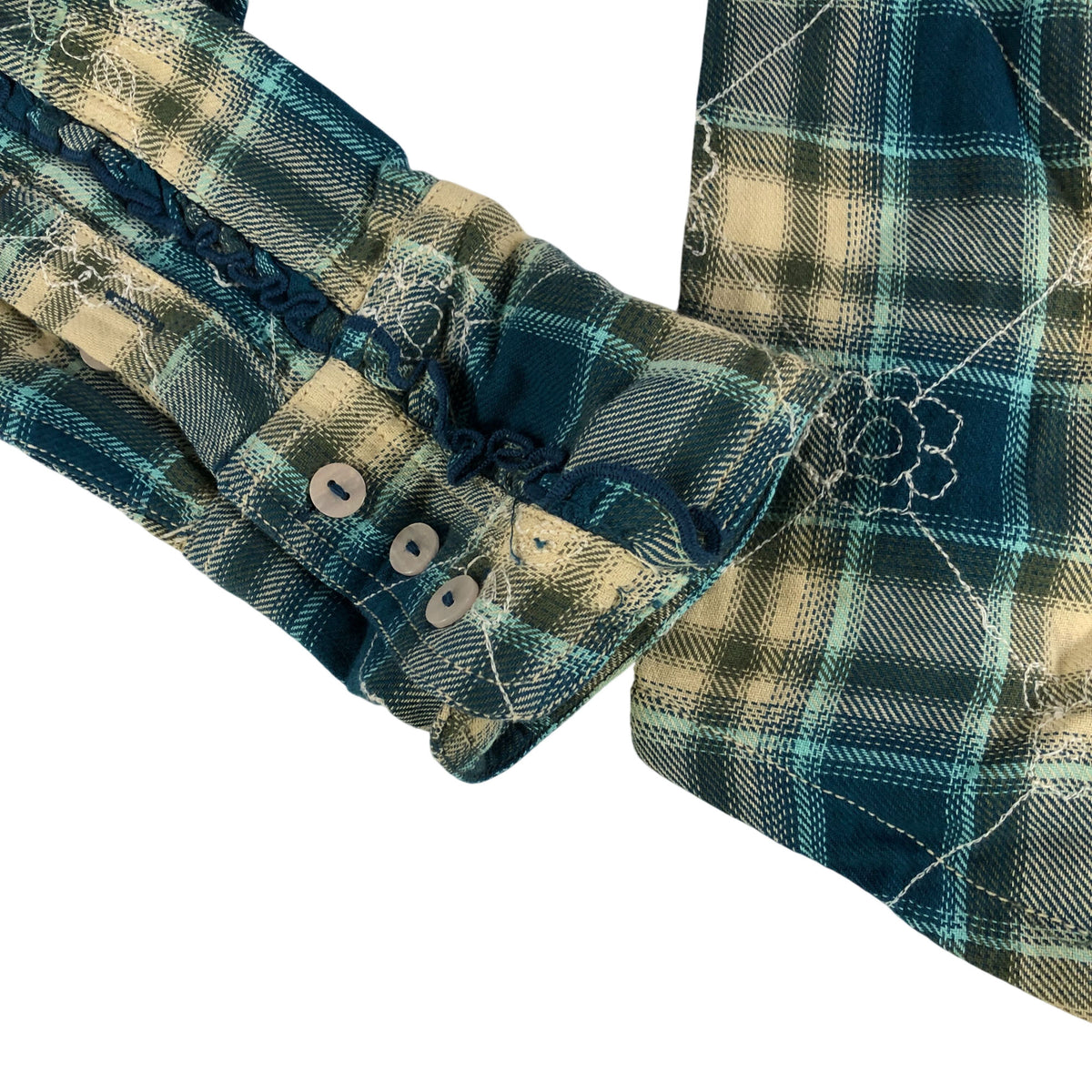 Plaid Shirt Women's Size XS Teal Cotton Long Sleeve