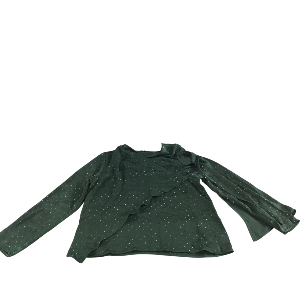 River Island Long Sleeve Blouse UK12 Women's Green Embellished Polka Dot