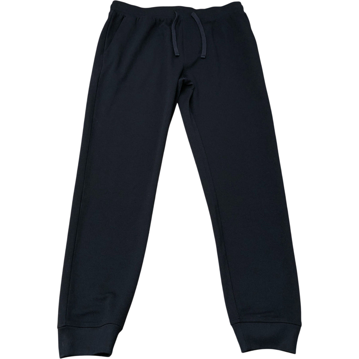 Black Elastic Waist Drawstring Joggers Cuffed Hem Size M