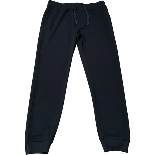 Black Elastic Waist Drawstring Joggers Cuffed Hem Size M