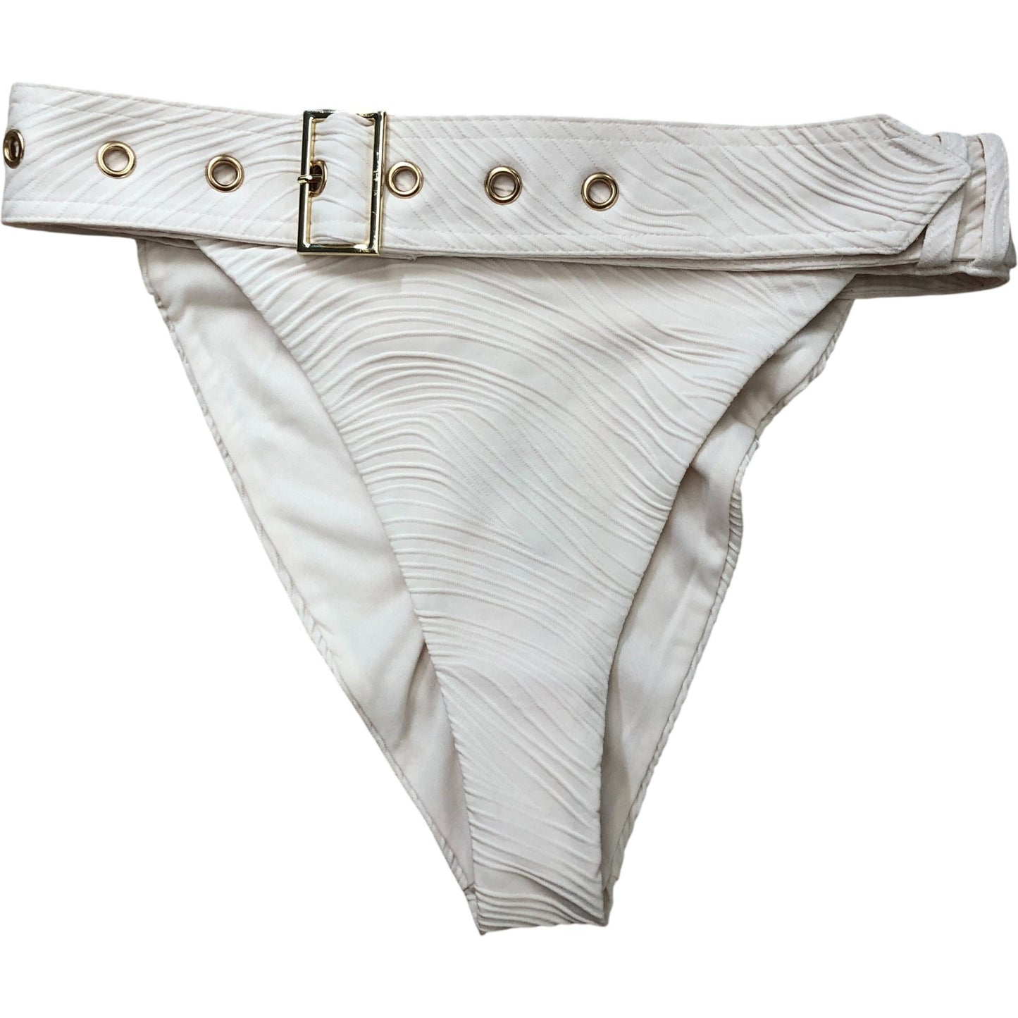 River Island Poolside Swim Briefs Cream Textured Design with Buckle Size 12