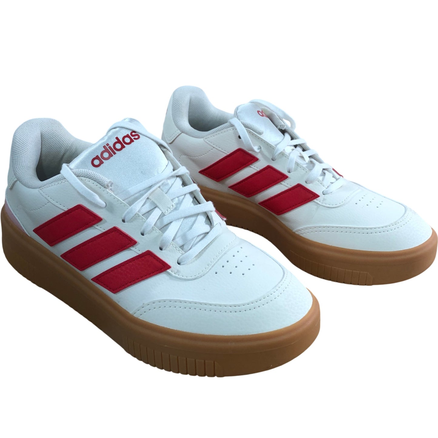 Adidas Trainers UK 7.5 Women's Red White Casual Sneakers New With Tags
