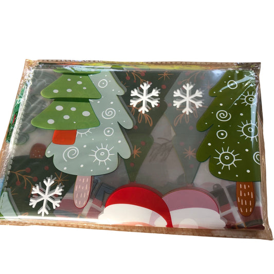 Large Cellophane Gift Bags Christmas Themed Clear Plastic Pack Of 10