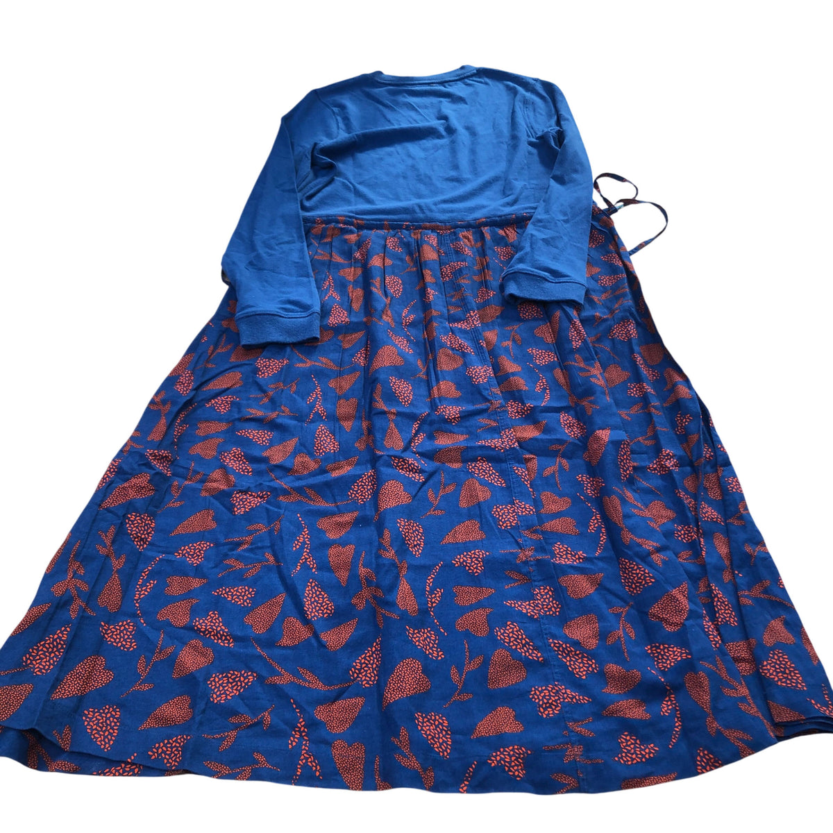 Blue Long Sleeve Dress UK Size 10 Women's Floral Print Cotton