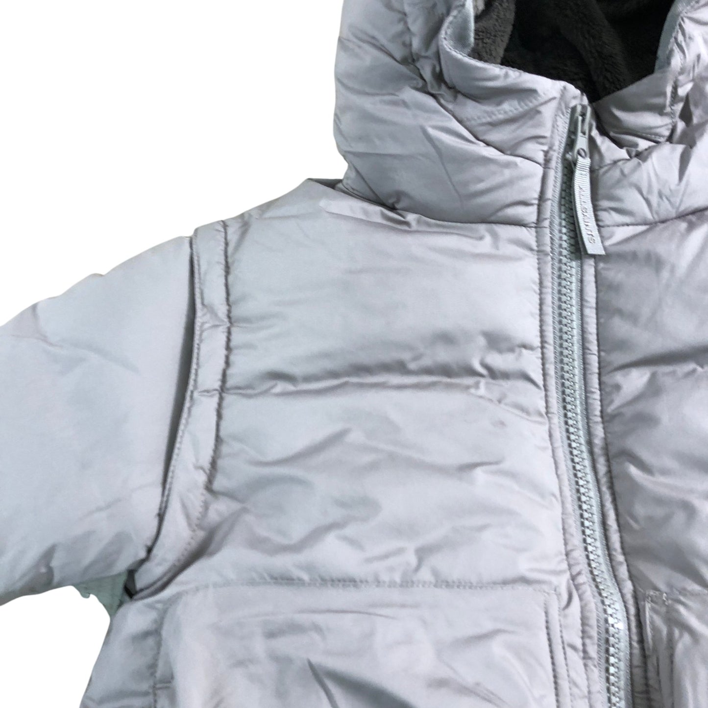 AllSaints Girls Puffer Jacket Kids Size 18-24 Months Grey Hooded Outerwear