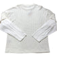 River Island Oversize Cream & White Waffle Knit Long Sleeved Top Size S