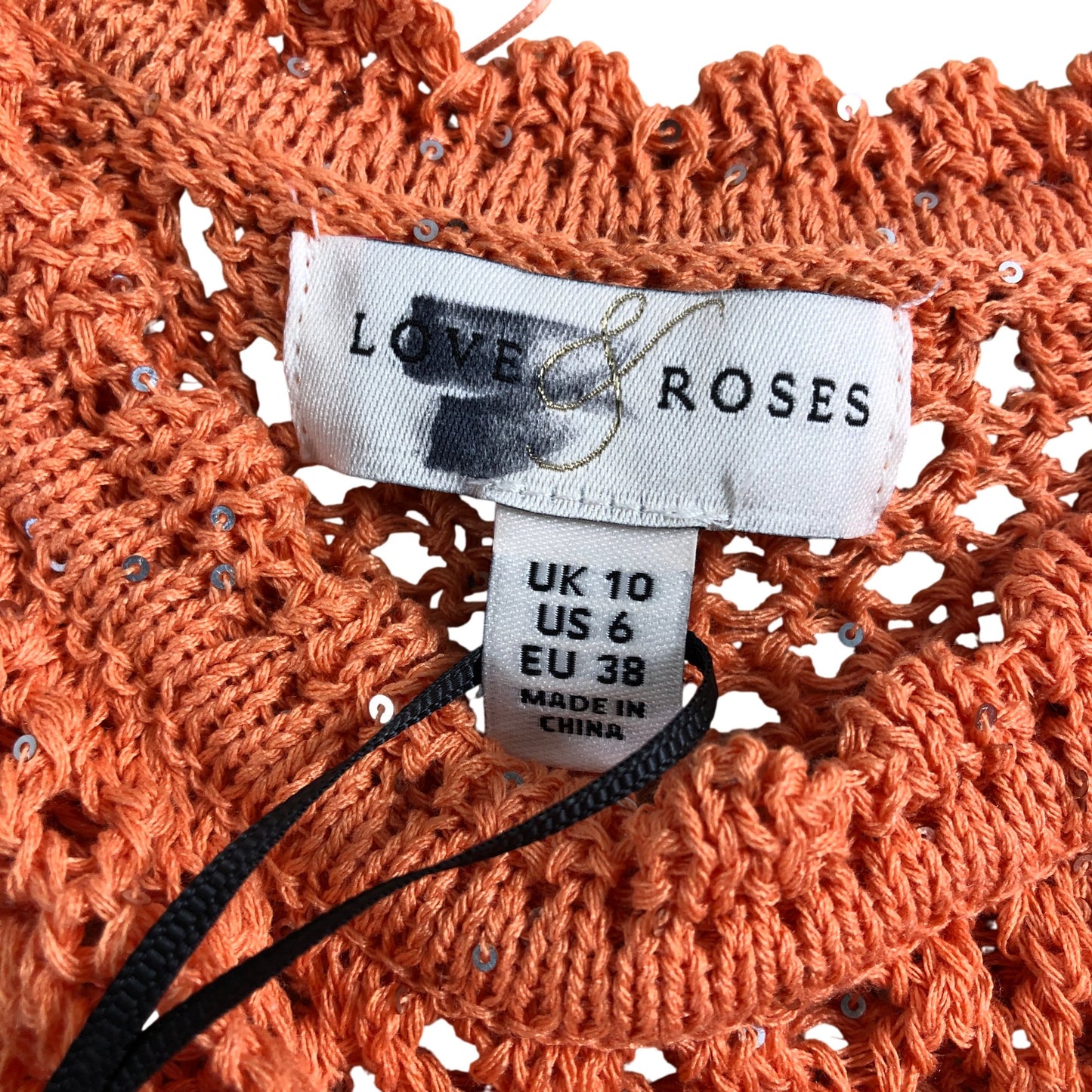 Love & Roses UK10 Women's Knitted Maxi Dress Sequin Embellished Orange Pink