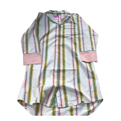 Striped Nightwear Women's Long Sleeves Nightdress Size 10 Organic Cotton