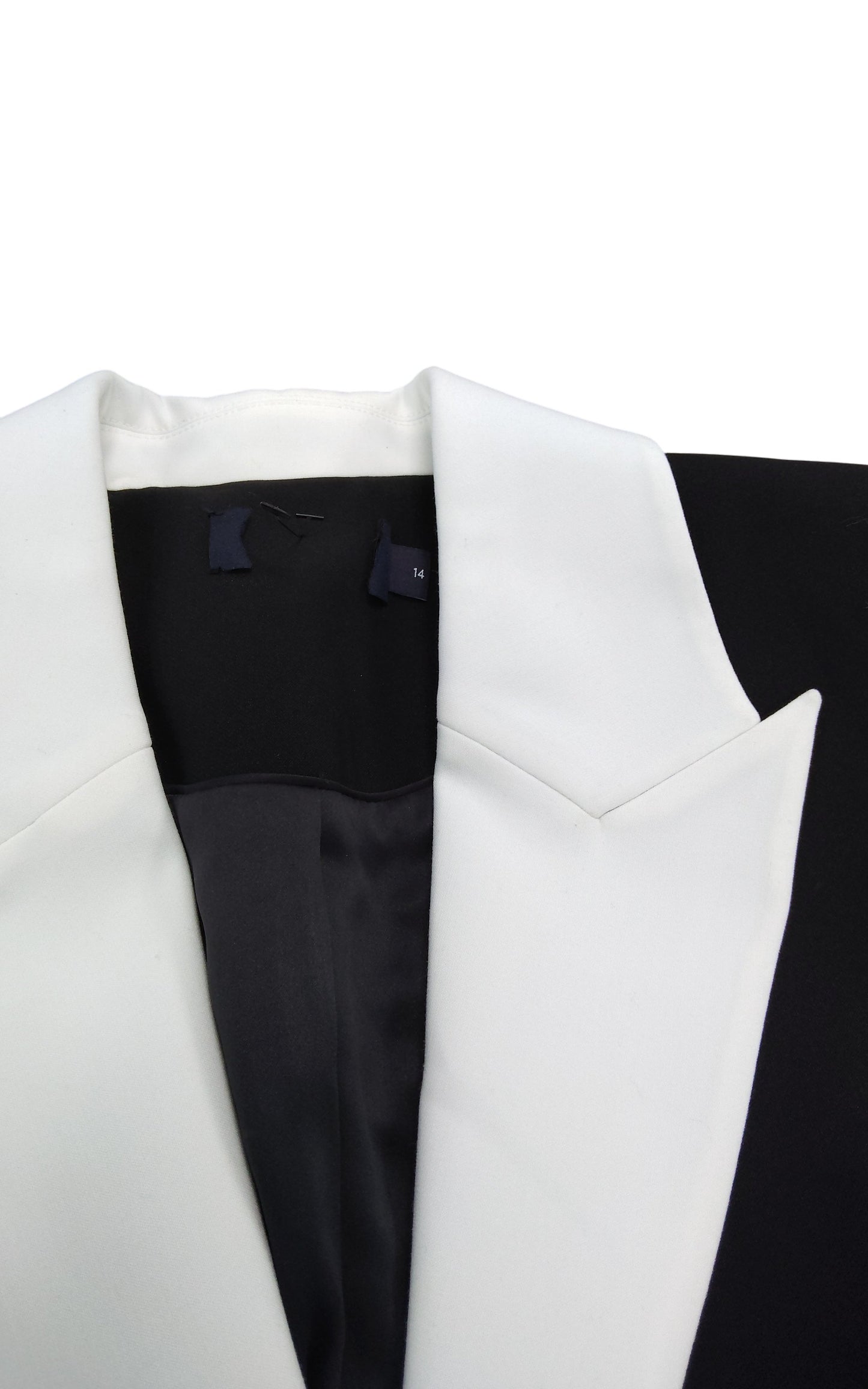 Formal Tuxedo Jacket UK14 Women's Black White Contrast Lapel Smart Fit