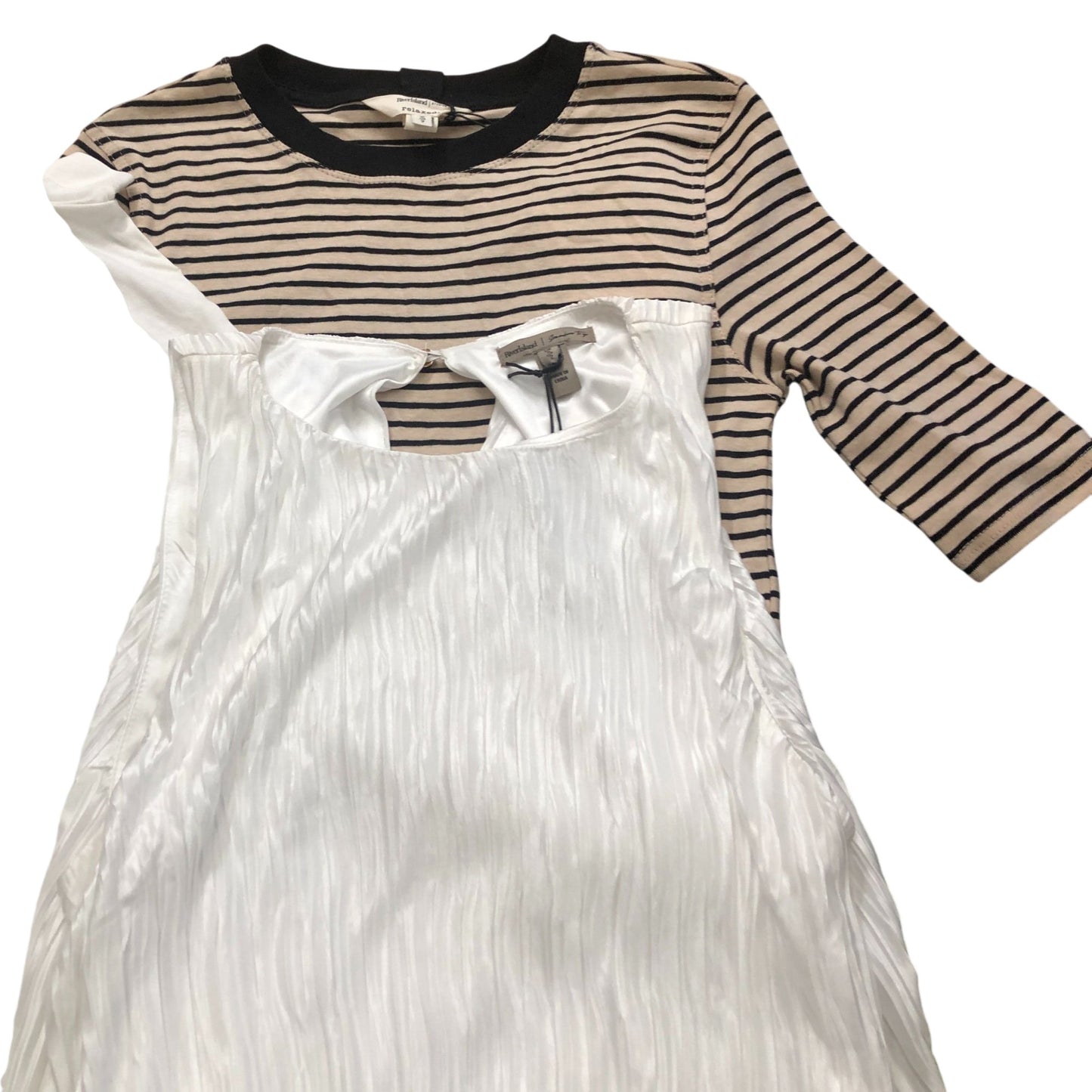 Women's T-Shirts White Striped Navy Blue Lot of 3 Fashion Tops UK6 Bundle