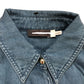 Scallop Trim Denim Shirt Mid Indigo Size M
