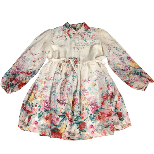 River Island Floral Dress UK12 Women's Button Up Midi Length Long Sleeves