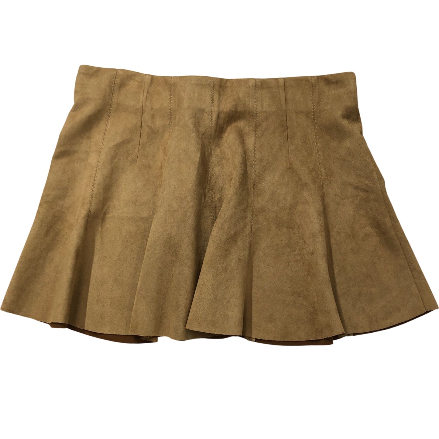 River Island Skirt Size 16 Women's Pleated Suede Effect Mustard Fashion Style