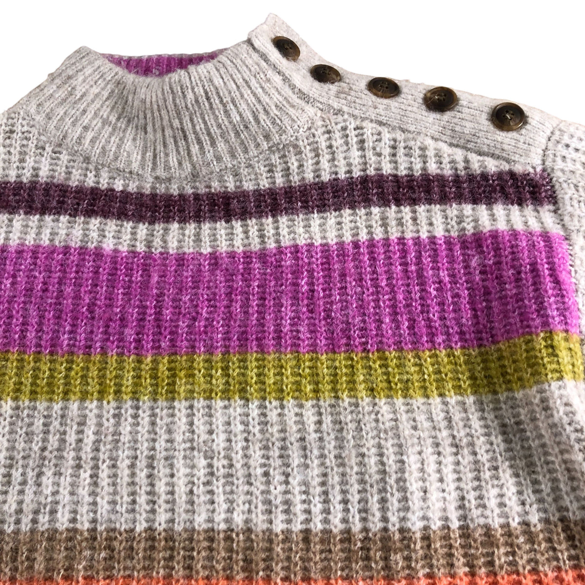 Rainbow Stripe Jumper Women's Multicolour Knit High Neck