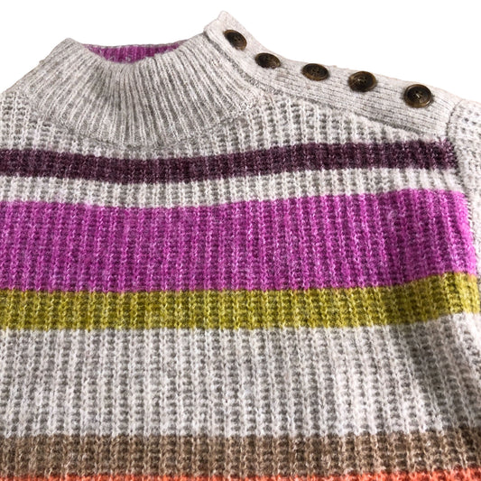 Rainbow Stripe Jumper Women's Multicolour Knit High Neck