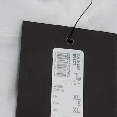 River Island Studios Men's White T-Shirt Size XL with Green Leaf Print Design