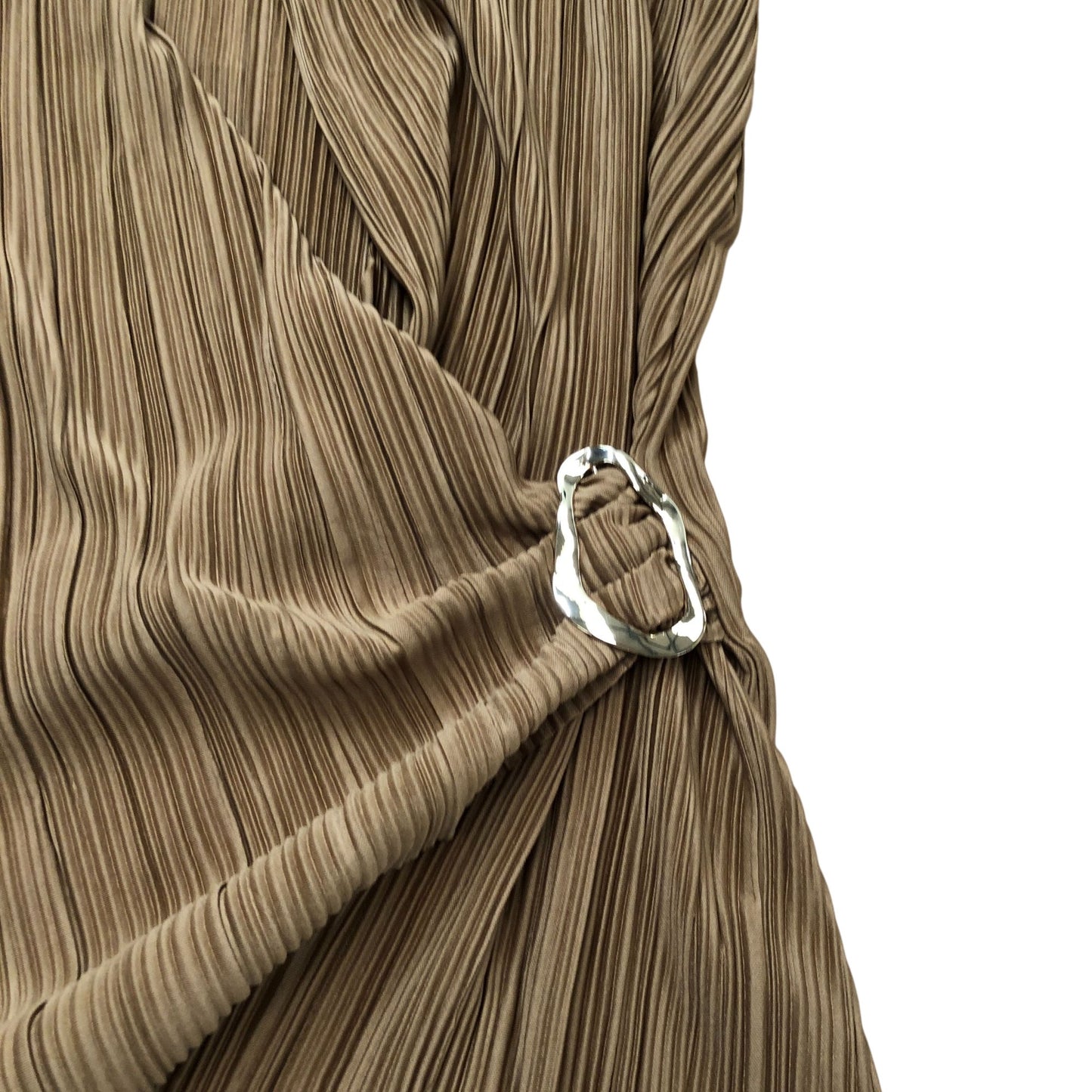 River Island Women's Pleated Top Size S Brown Wrap Style With Belt Detail
